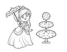 Princess Walking In The Garden Coloring Pdf, Free Vectors File